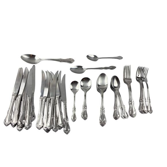 51 Pc Wallace Empire Stainless 18/10 Flatware Silverware Spoon Fork Knives READ - Picture 1 of 10